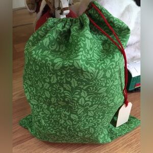 Green Christmas Fabric Bag with gift tag